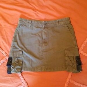 Bershka Cargo Mini Skirt army green